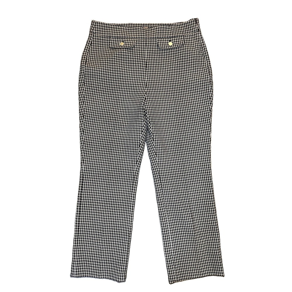 BOSS Hugo Boss Women's 12 High Waist Straight Leg Houndstooth Pants Trousers